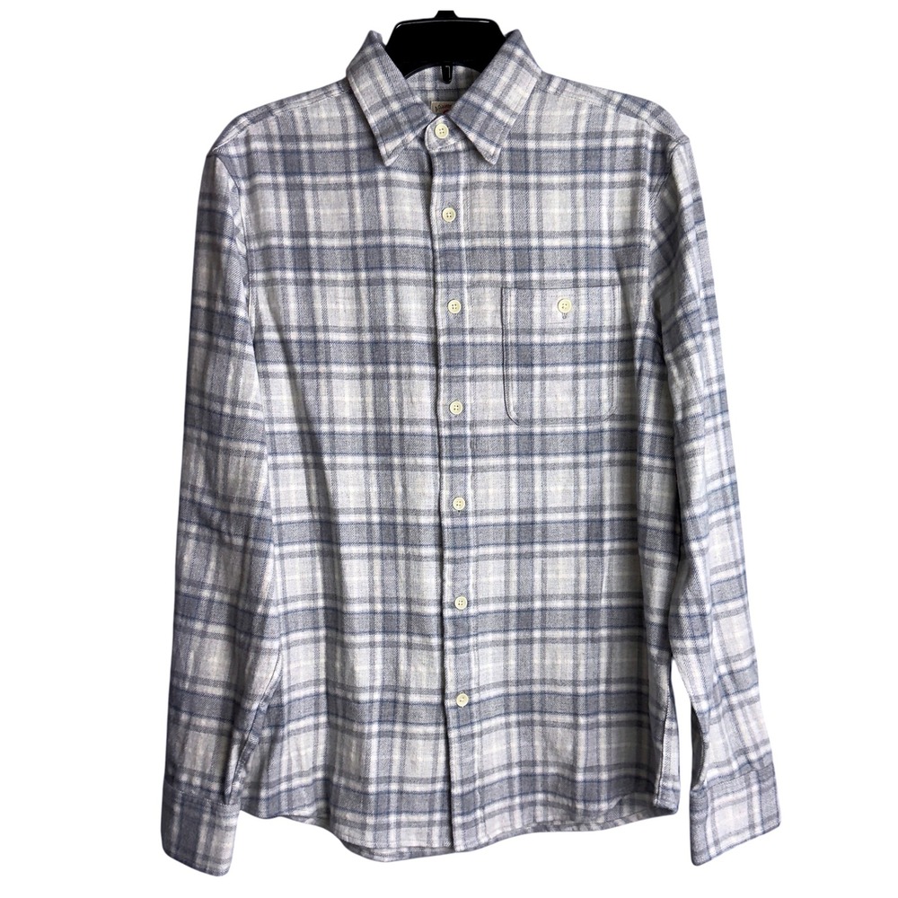 Faherty Mens Small‎ Gray Falls Plaid Flannel Stretch Long Sleeve Shirt NWT